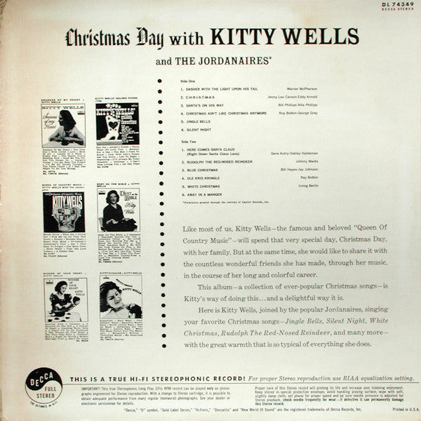 Kitty Wells : Christmas Day With Kitty Wells (LP,Album,Stereo)