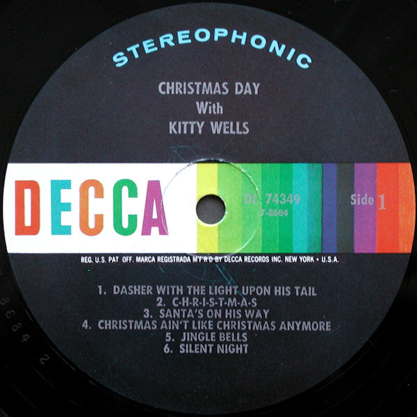 Kitty Wells : Christmas Day With Kitty Wells (LP,Album,Stereo)