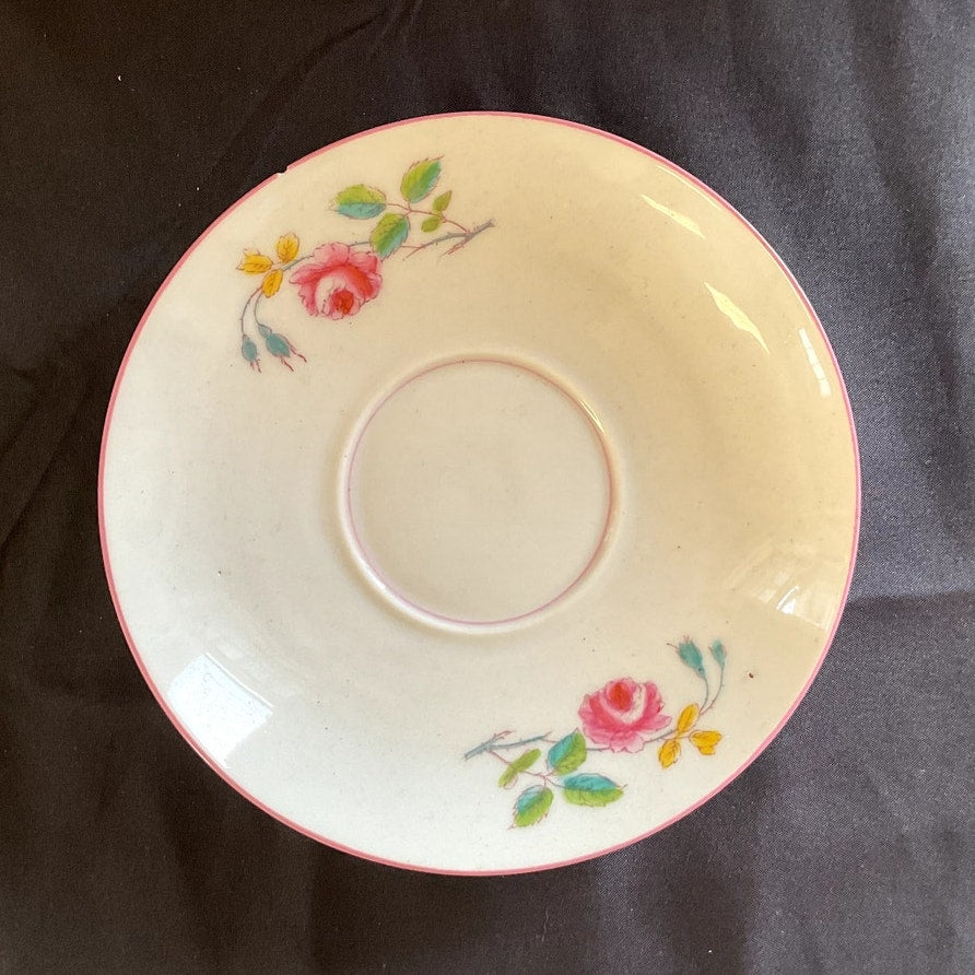 Antique Haviland Limoges Rose Pattern w/ Pink Accents Tea cups & Saucers - Pair