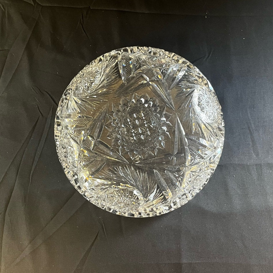 Antique ABP Near Cut Pressed Glass Crystal Candy/Nut Bowl