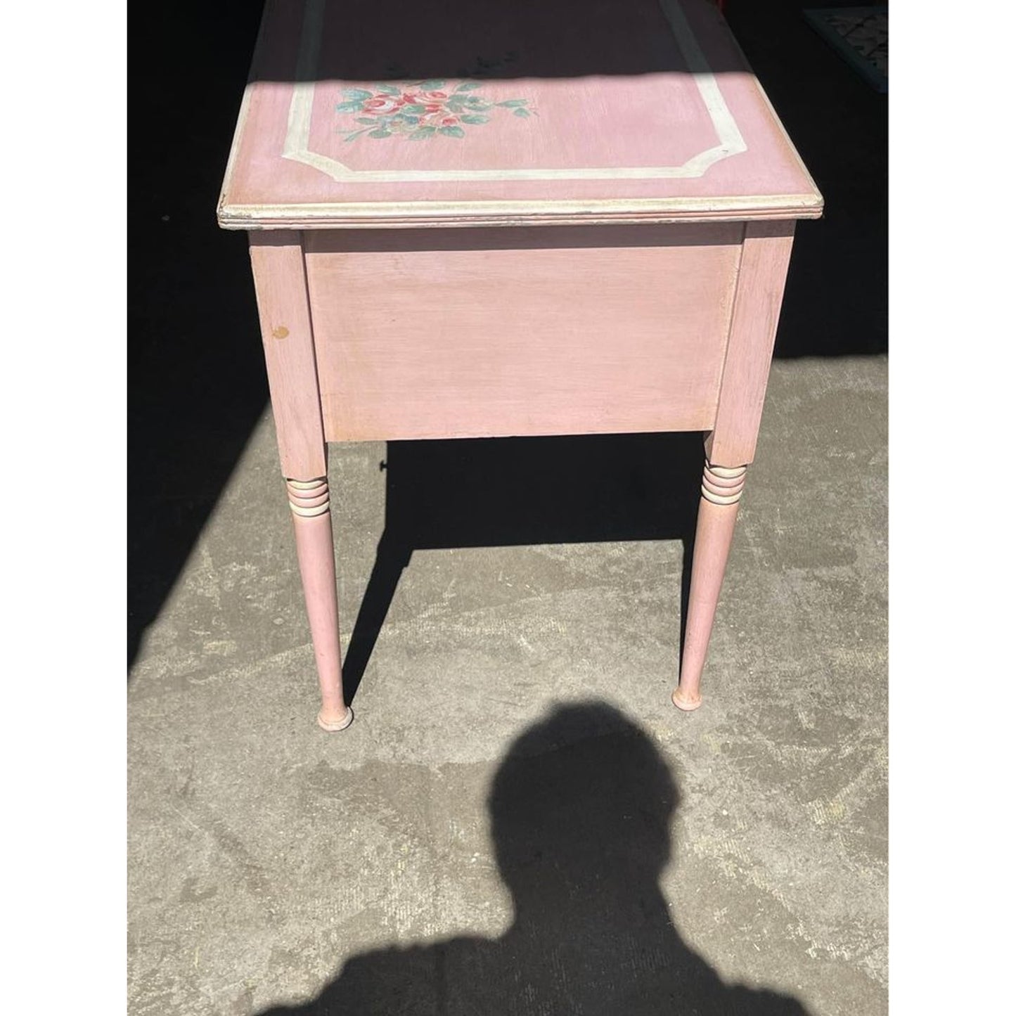 Vintage Ladies 5 Drawer Desk - Painted with Floral Design