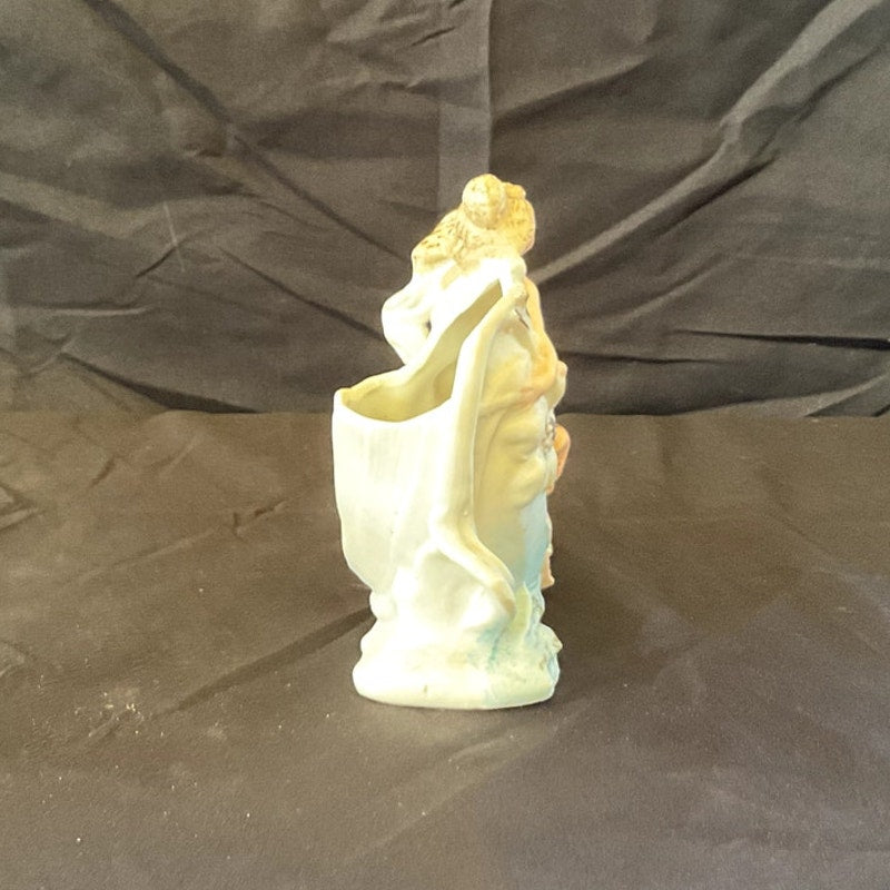 Antique Victorian German Bisque Lady Riding on Swan Planter