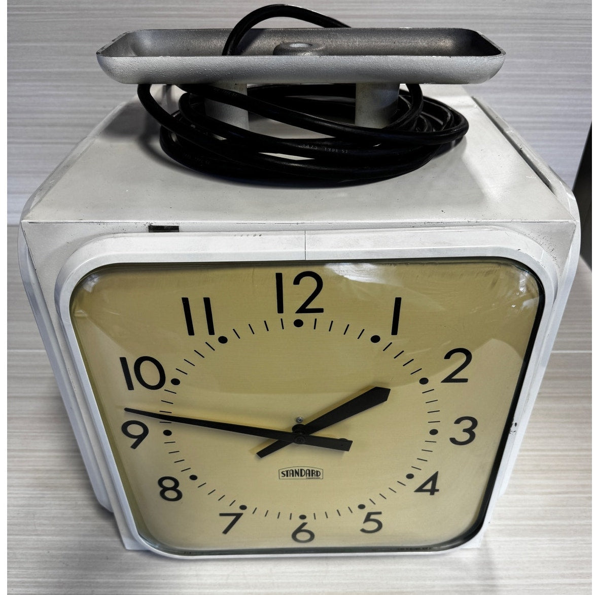 Rare Vintage 4-Sided Cubed Wall Clock – 4x 12" Hardwired Clocks + Extra, 14" Box