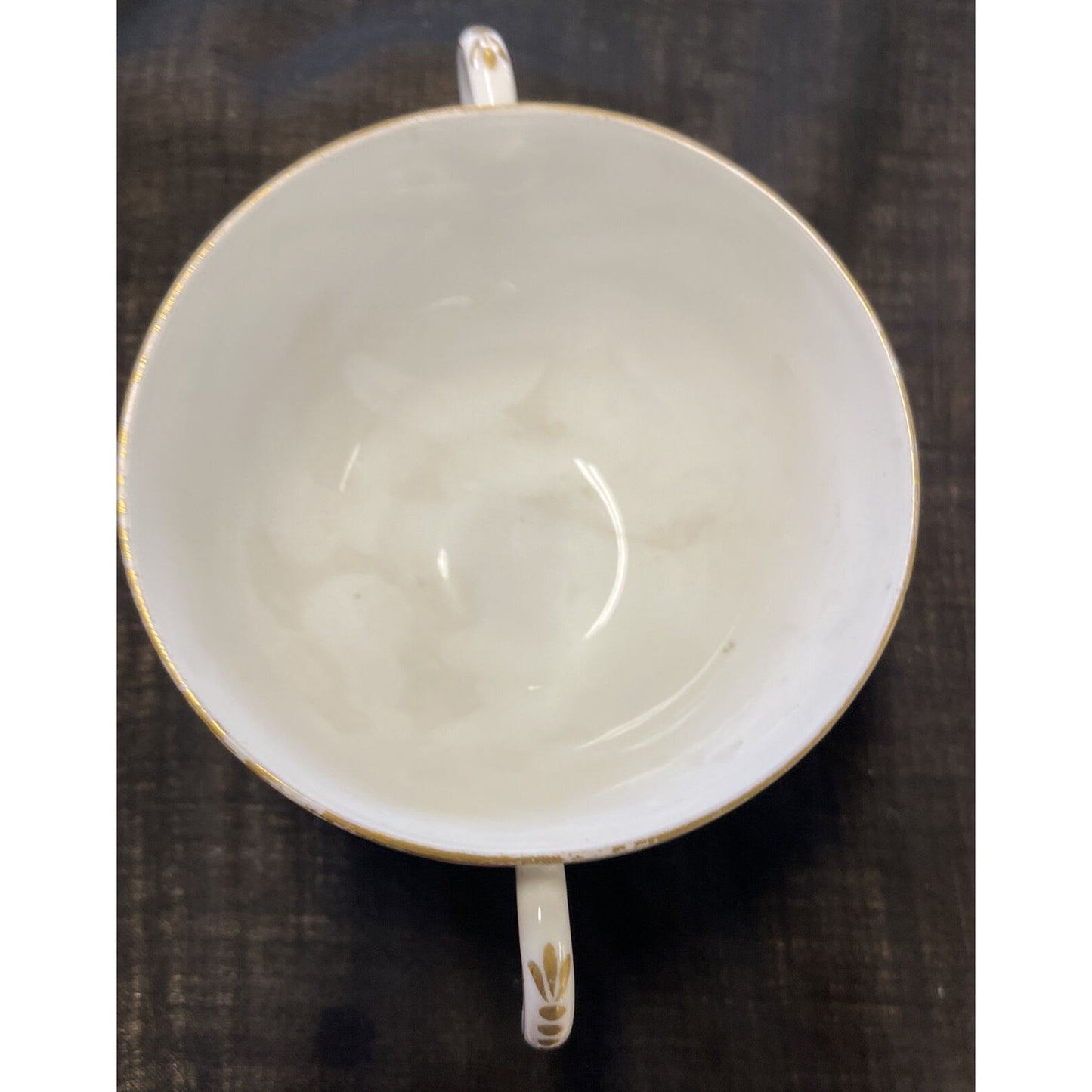 L.B King Gilded with Ivy/Rose Pattern Cream Soup or Bullion Cup & Saucer