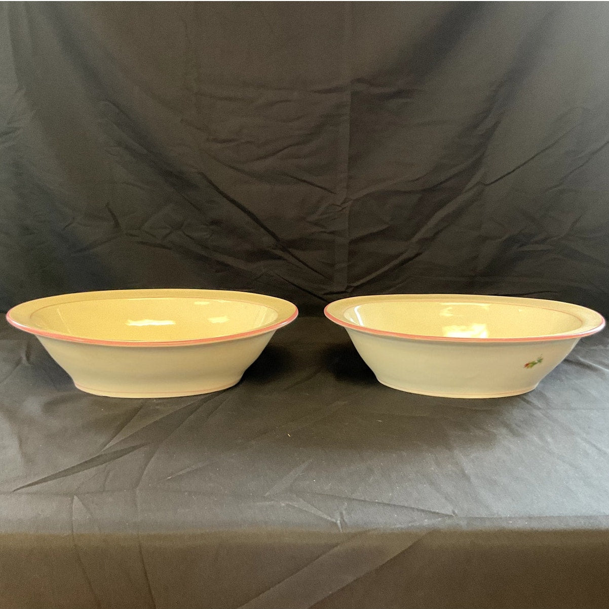 Antique Haviland Limoges Rose Pattern w/ Pink Accents Serving Bowls - Pair