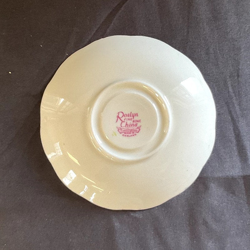 Roslyn Bone China Sunningdale Hand Painted Cups & Saucers - Set of 9 + 2 cups