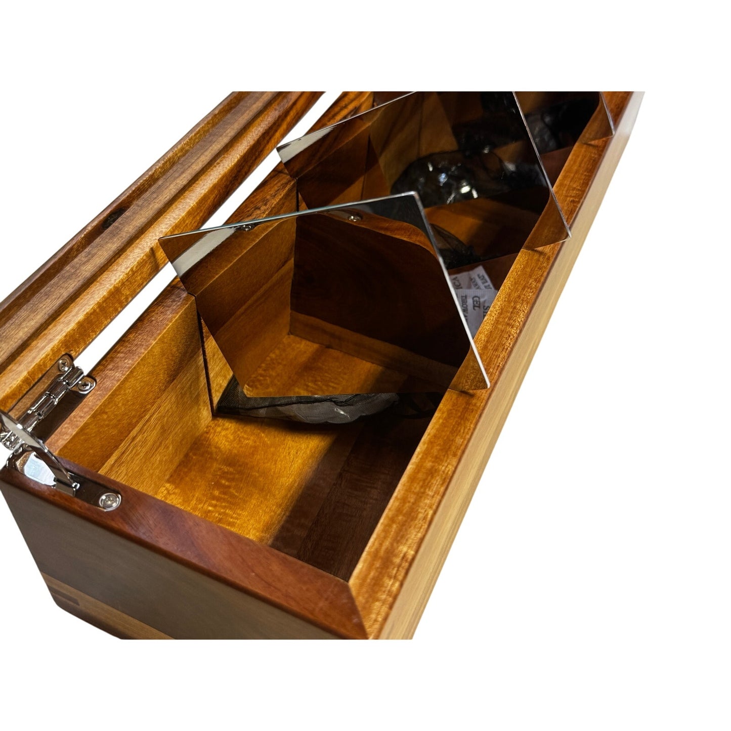 Mijenko Acacia Wood 4 Compartment Tea Chest-Glass Lid-Silver Accents🎁Gift-Ready