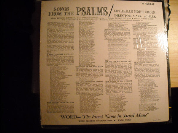 Lutheran Hour Choir Directed By Carl Schalk : Songs From The Psalms (LP,Album,Mono)