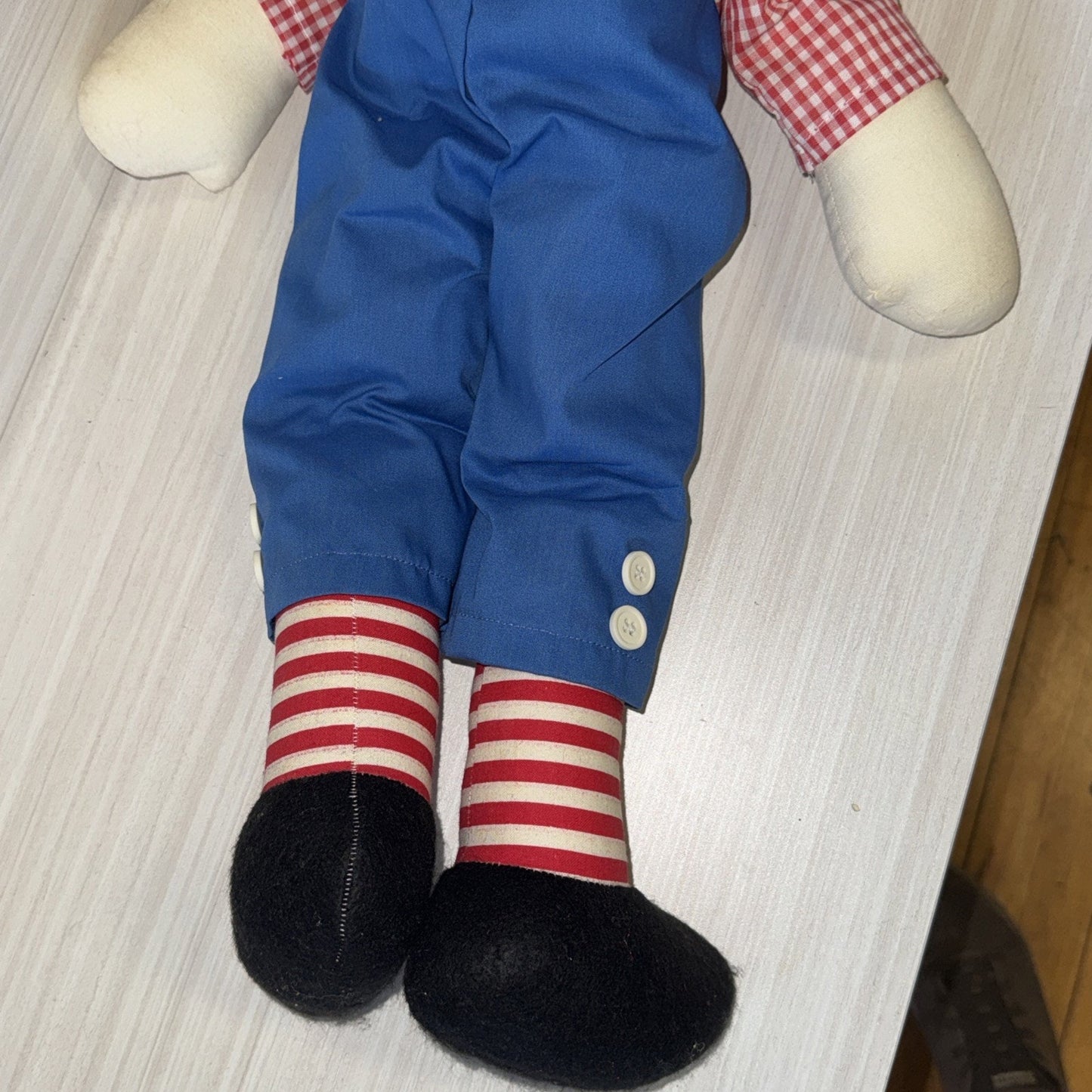 Raggedy Andy Doll Handmade VTG 22" Cloth Toy w/ Sailor Hat Unique Clean