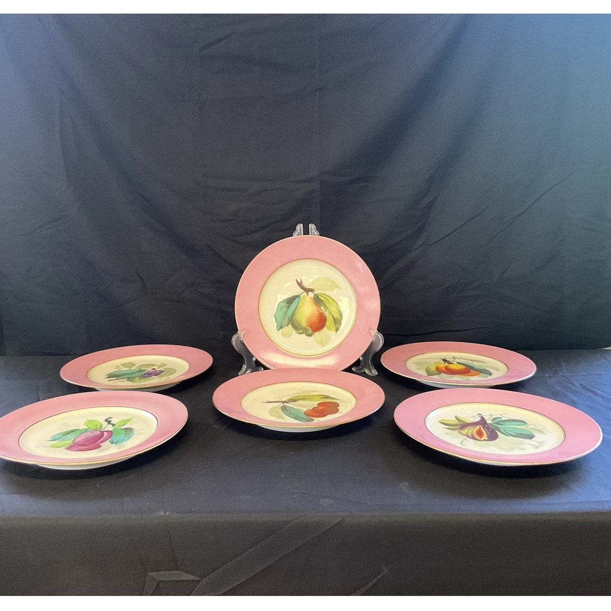 8 3/8" Porcelain Fruit Plates - Set of 6