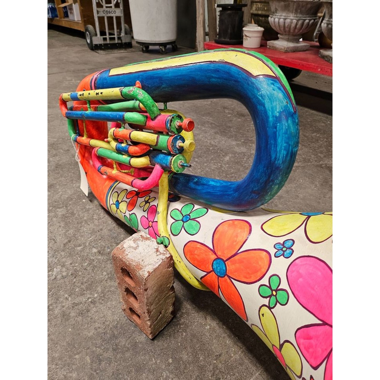 Unique Vintage Hand-Painted Shriners Floral Tuba