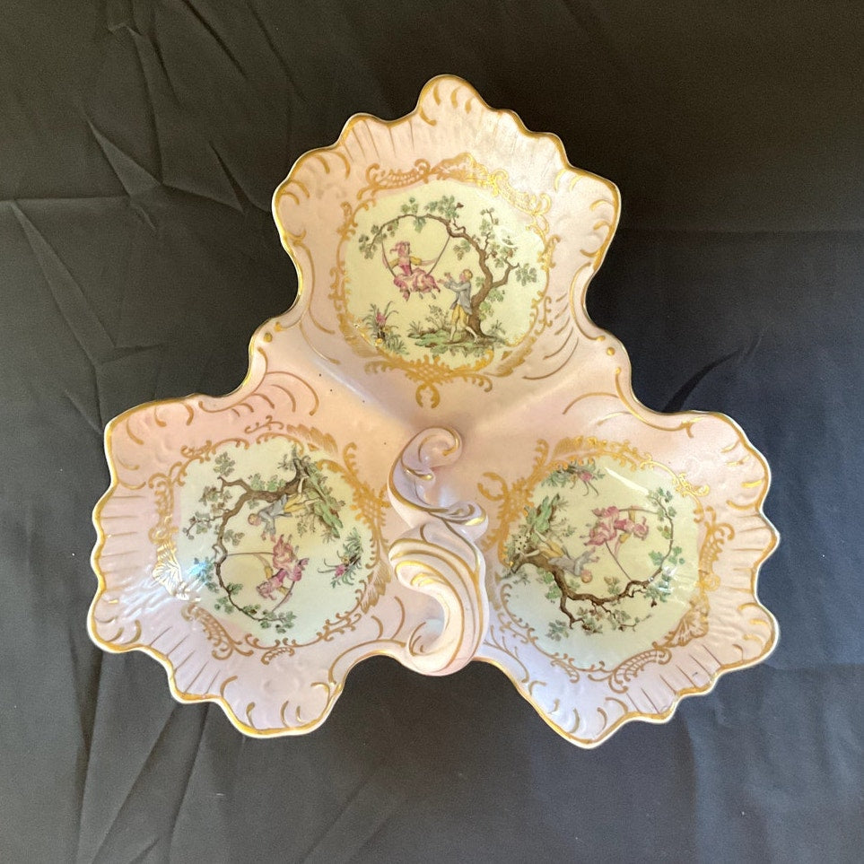 Decorated Three Compartment Dish