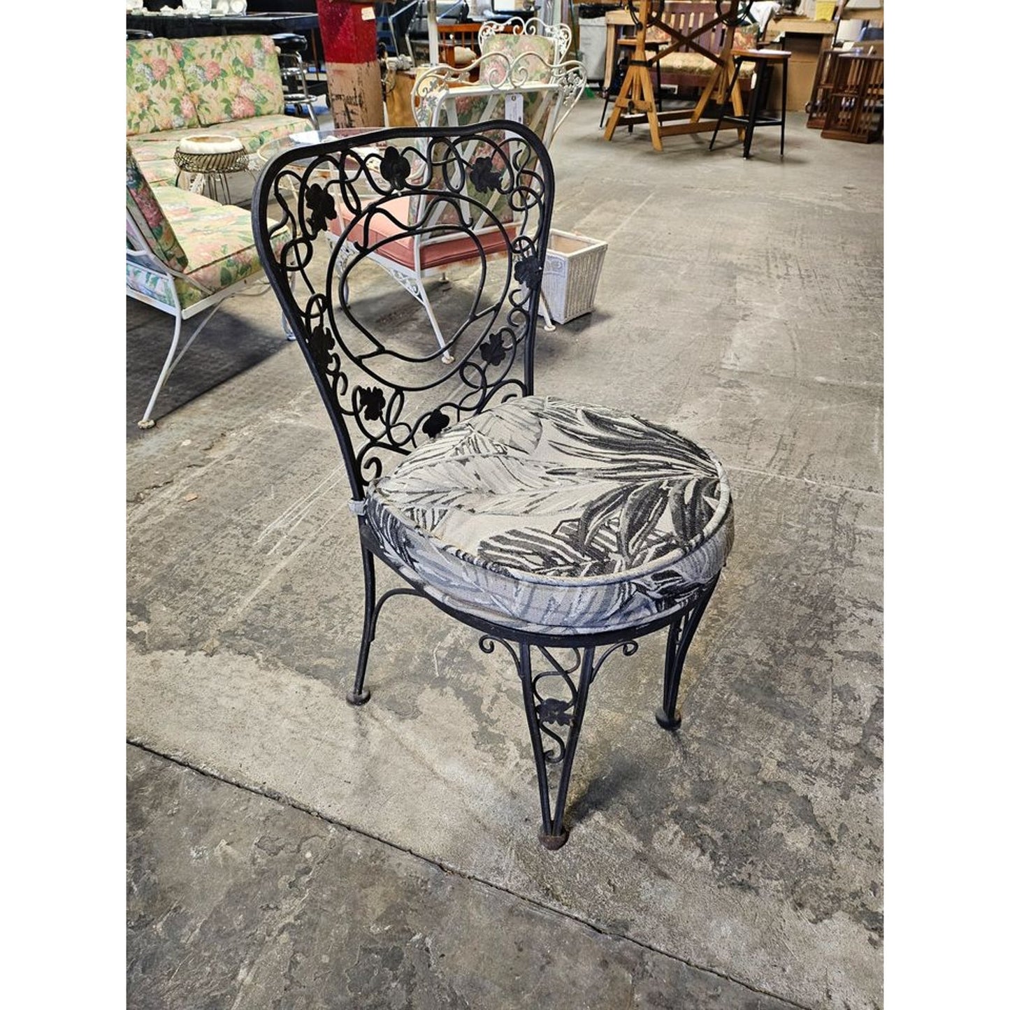 Vintage Wrought Iron Outdoor Table and Chair Set