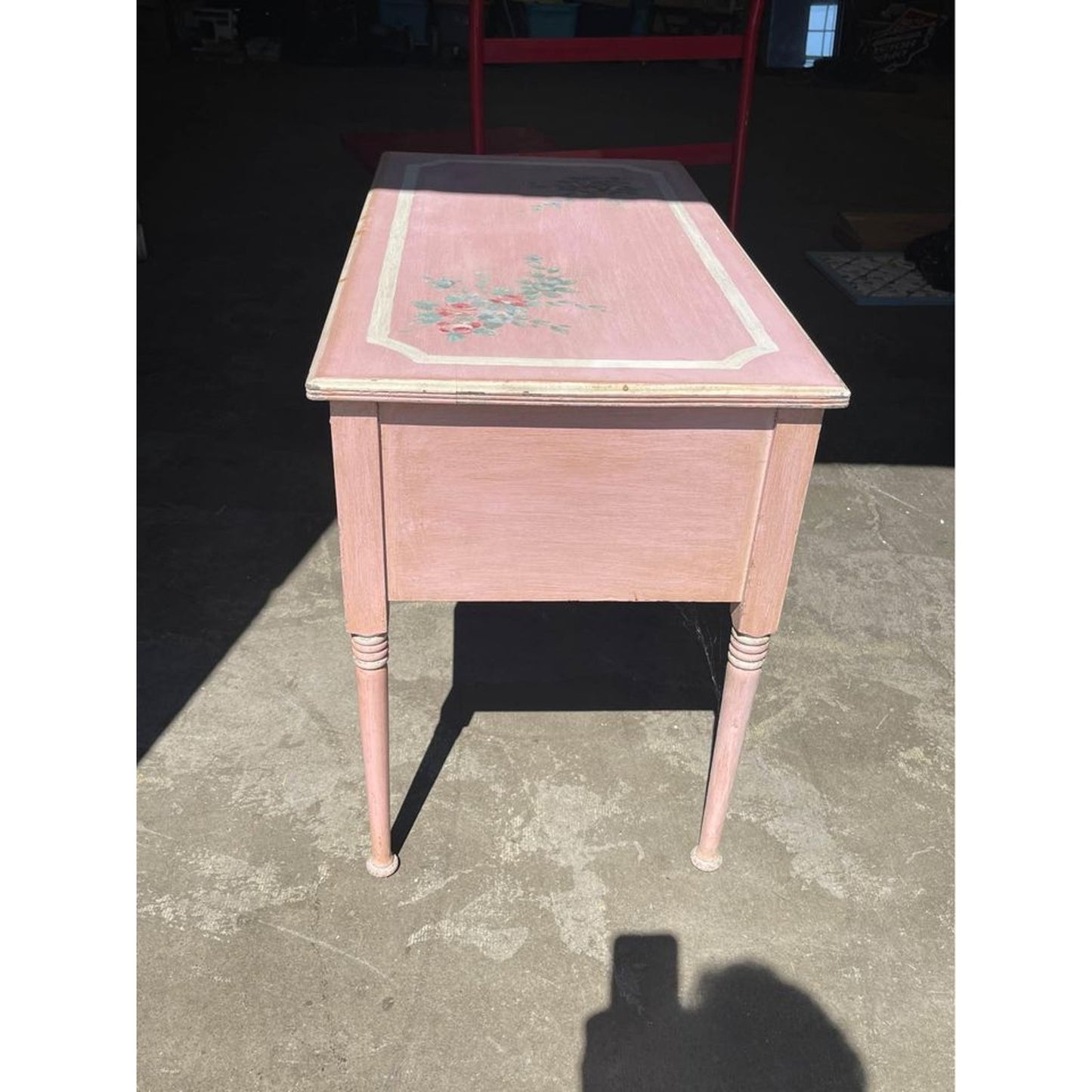 Vintage Ladies 5 Drawer Desk - Painted with Floral Design