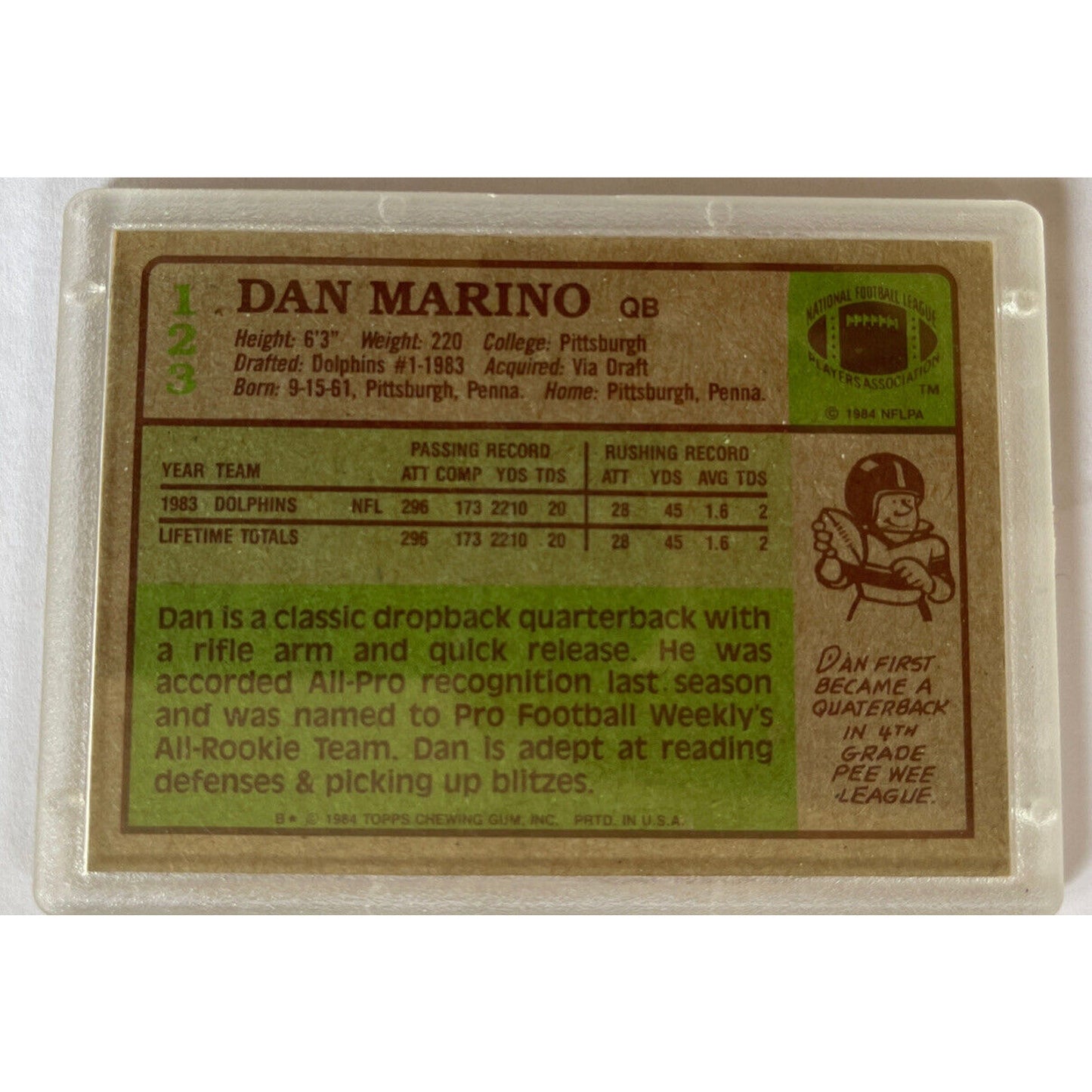 DAN MARINO ROOKIE CARD, AFC PRO BOWL TOPPS One of the Greatest QB in NFL History