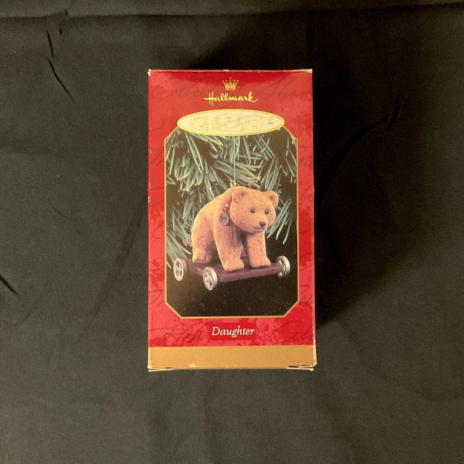 Vintage Hallmark 1999 Daughter Bear on Wheels Ornament