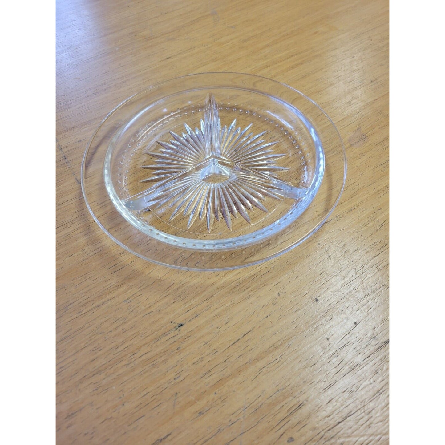 Vintage Clear Glass Three Compartment Relish Dish