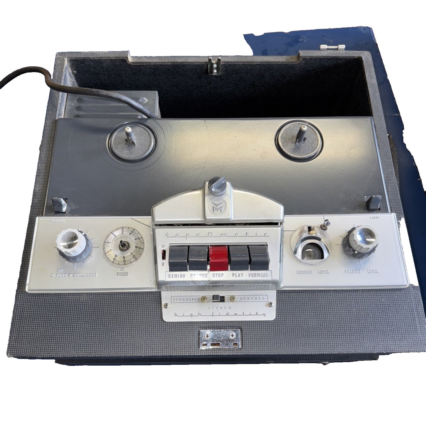 Vtg The Voice Of Music 714 Tape-O-Matic Reel-To-Reel Tape Recorder/Player W/ Mic