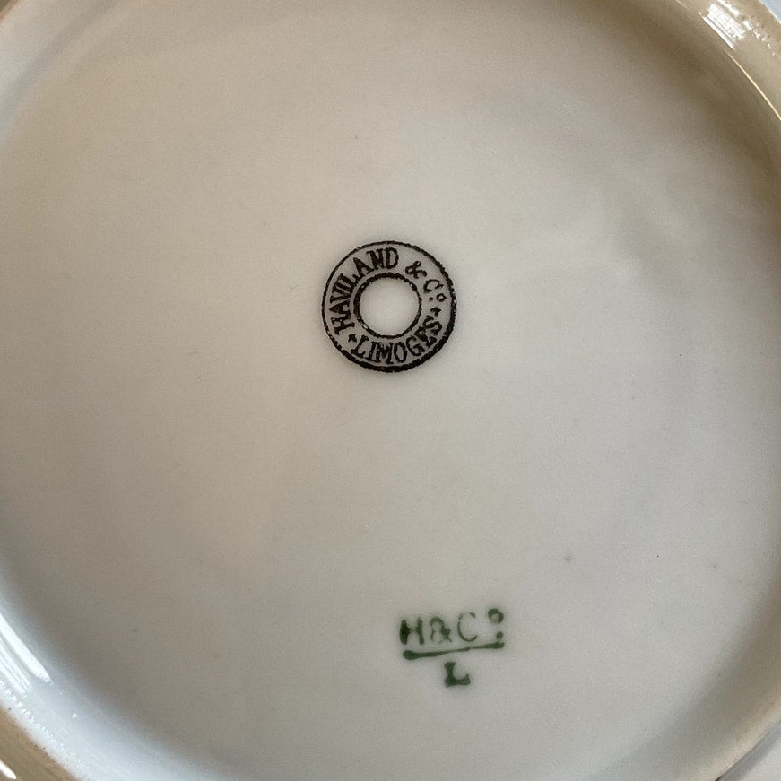 Antique Haviland Limoges Rose Pattern w/ Pink Accents Tea cups & Saucers - Pair