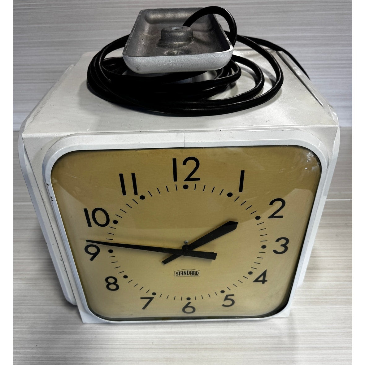 Rare Vintage 4-Sided Cubed Wall Clock – 4x 12" Hardwired Clocks + Extra, 14" Box