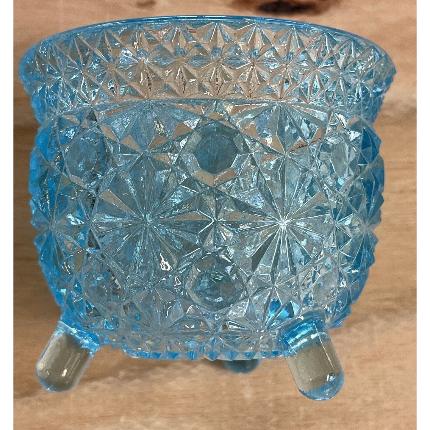 Set of 5 Vintage Fenton Daisy & Button Blue Glass Toothpick Holder circa 1950 s