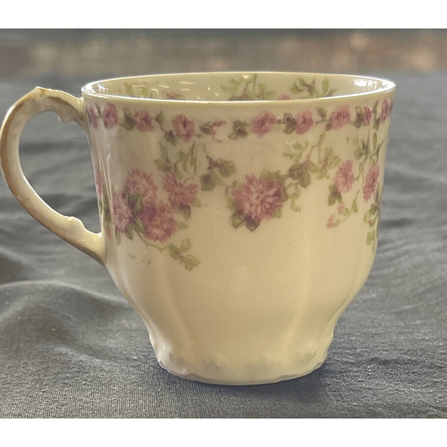 Antique GDM Hand Painted Floral Pattern Demitasse Cup and Saucer circa 1902
