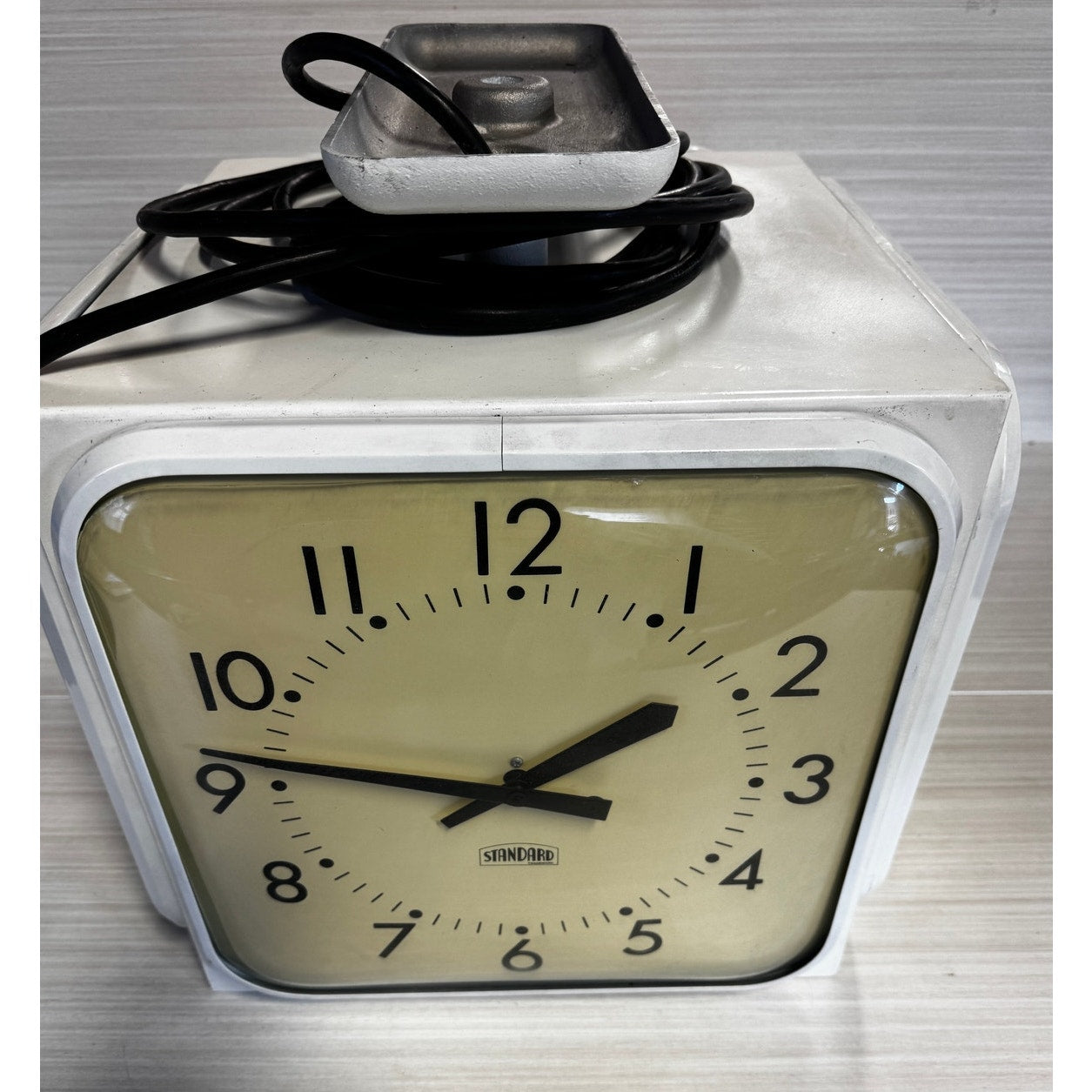 Rare Vintage 4-Sided Cubed Wall Clock – 4x 12" Hardwired Clocks + Extra, 14" Box