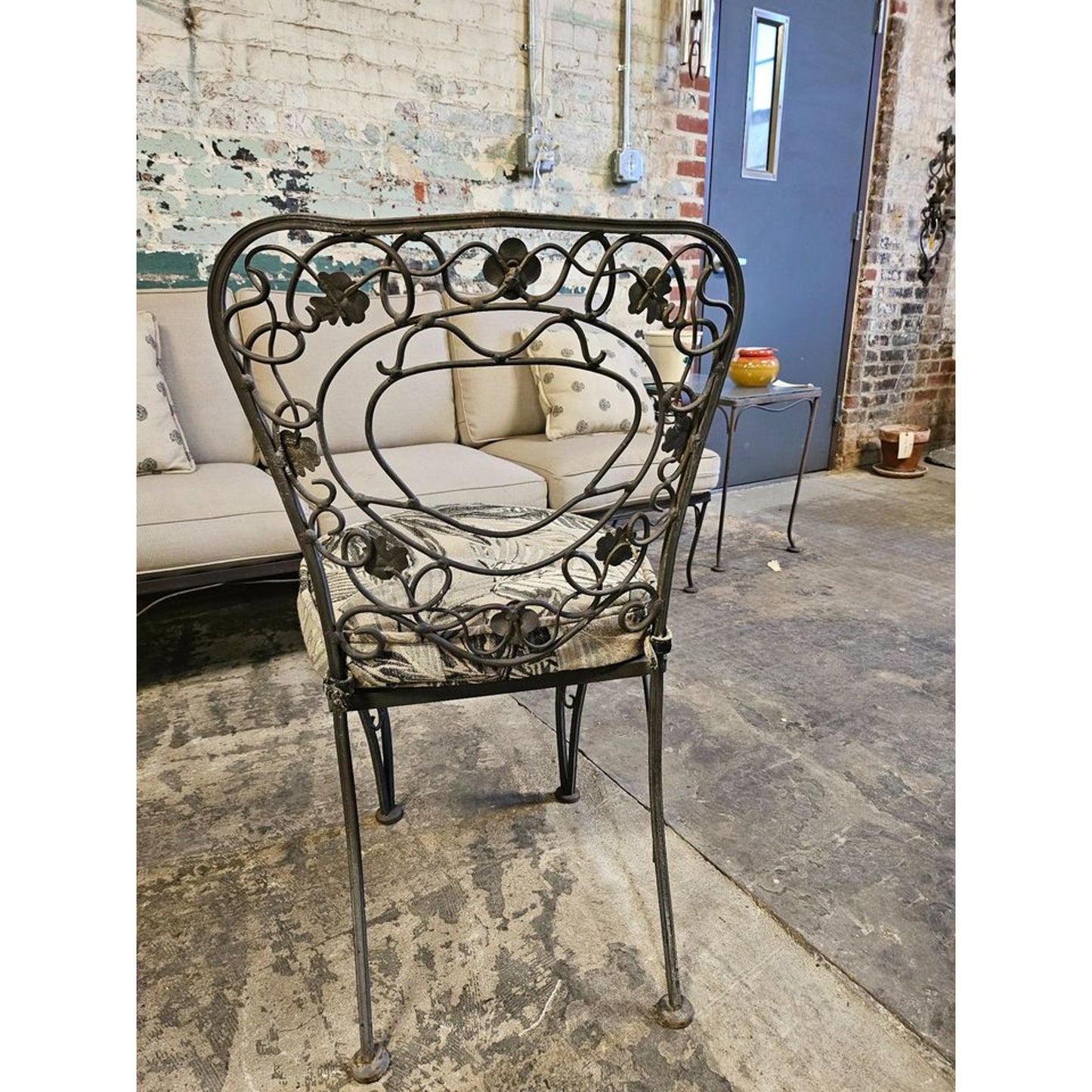 Vintage Wrought Iron Outdoor Table and Chair Set