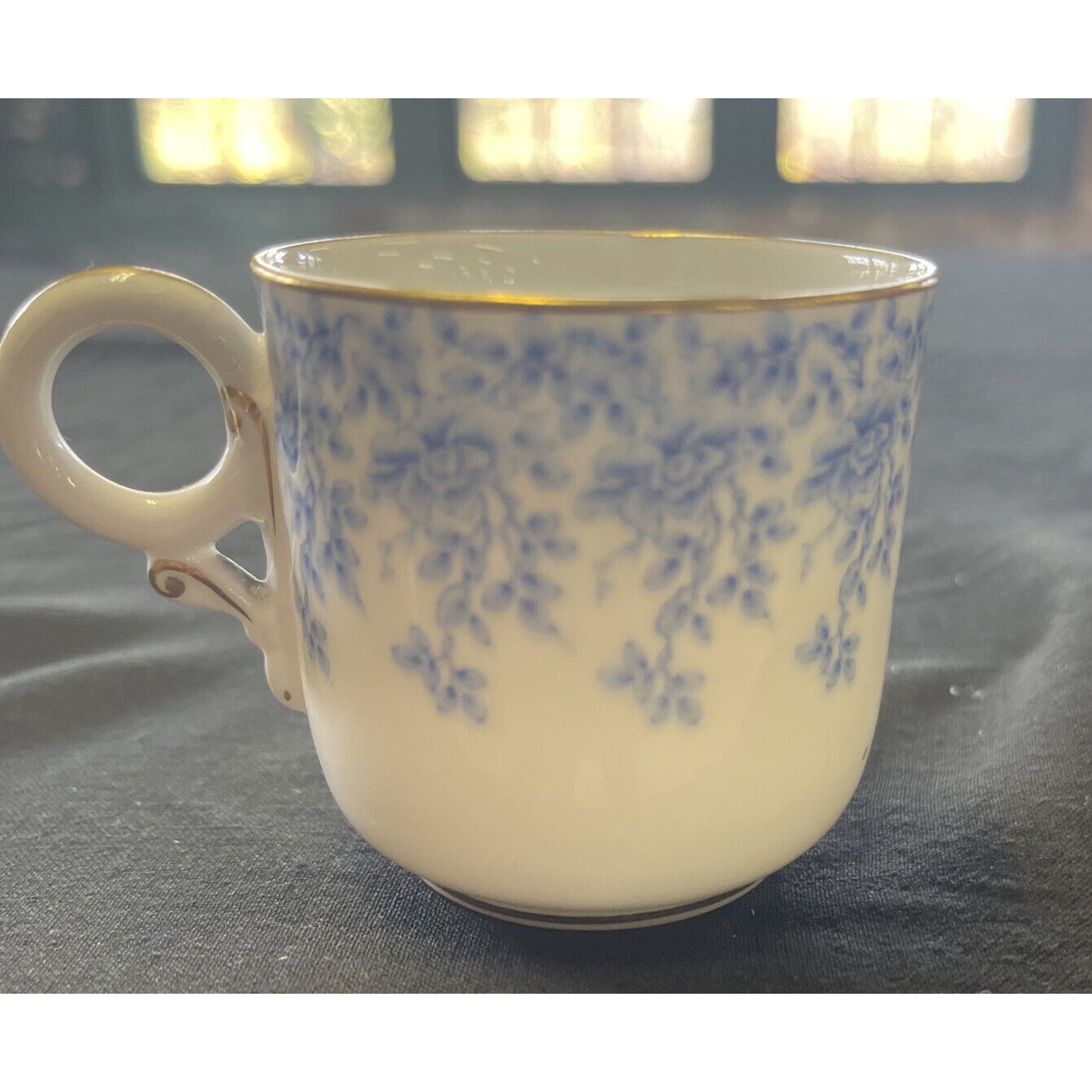 Royal Worcester Blue Floral with Gold Trim Demitasse Cup and Saucer circa 1893