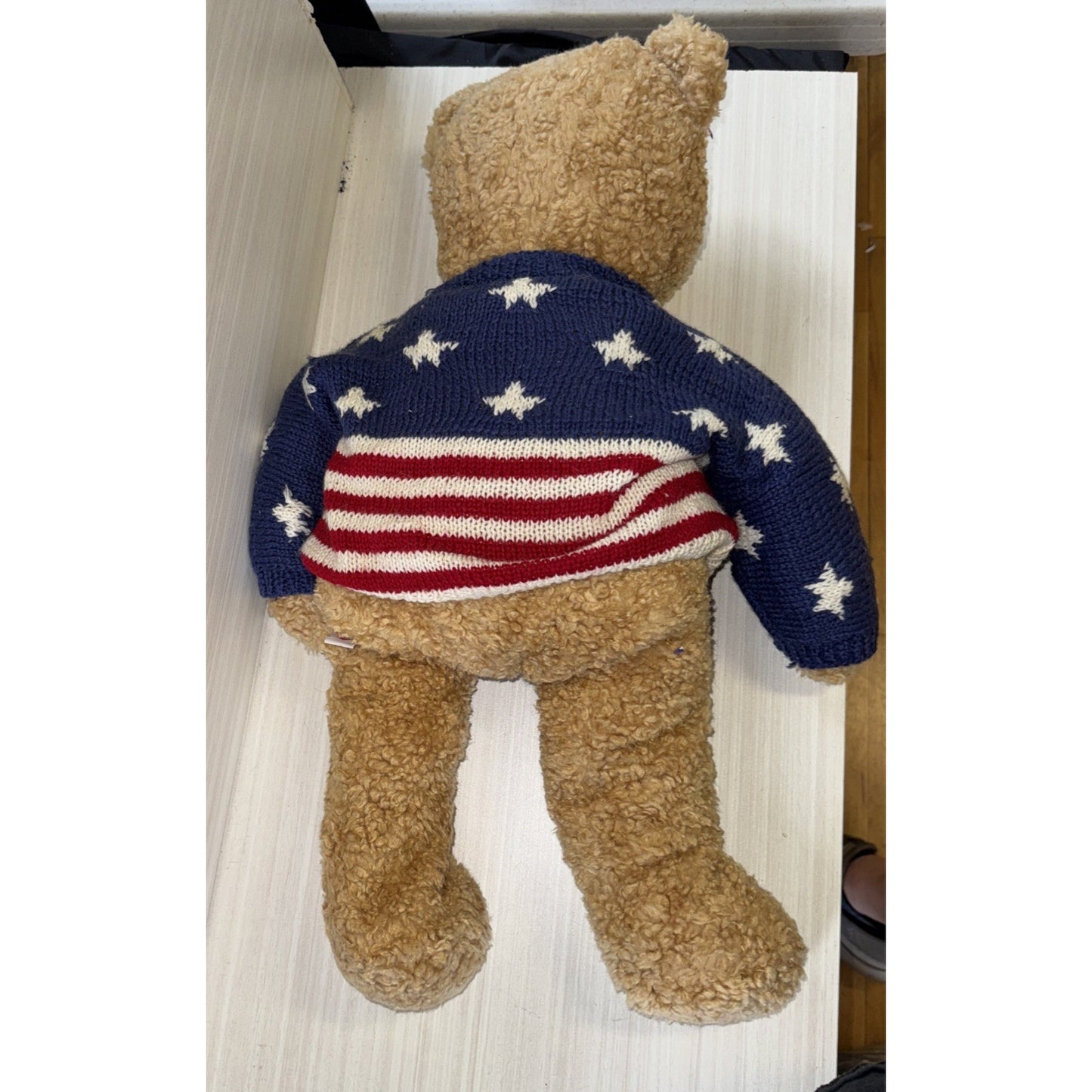TY Teddy Bear 24" VTG 1991 Stars & Stripes Forever Curly Plush USA Patriotic