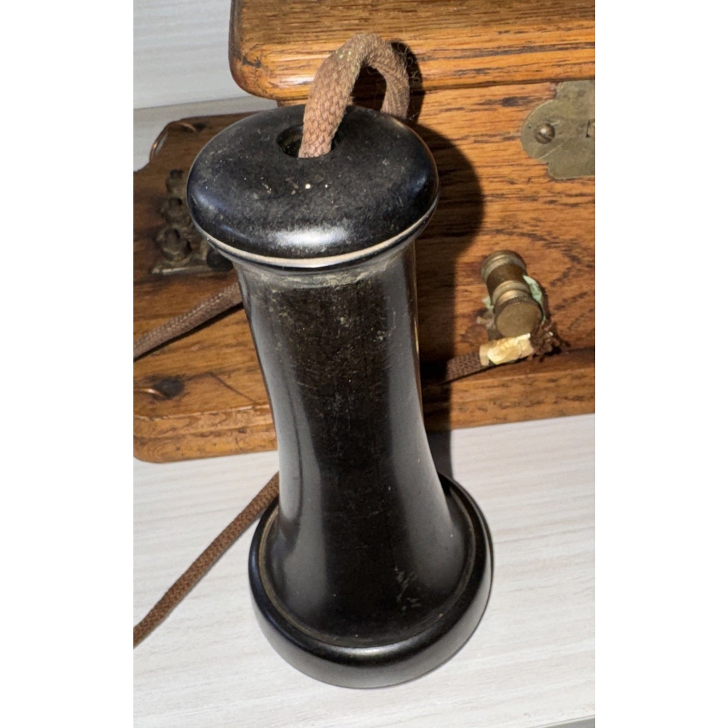 Antique 1906 Oak American Electric Wall Telephone 5 Magnet Crank Works