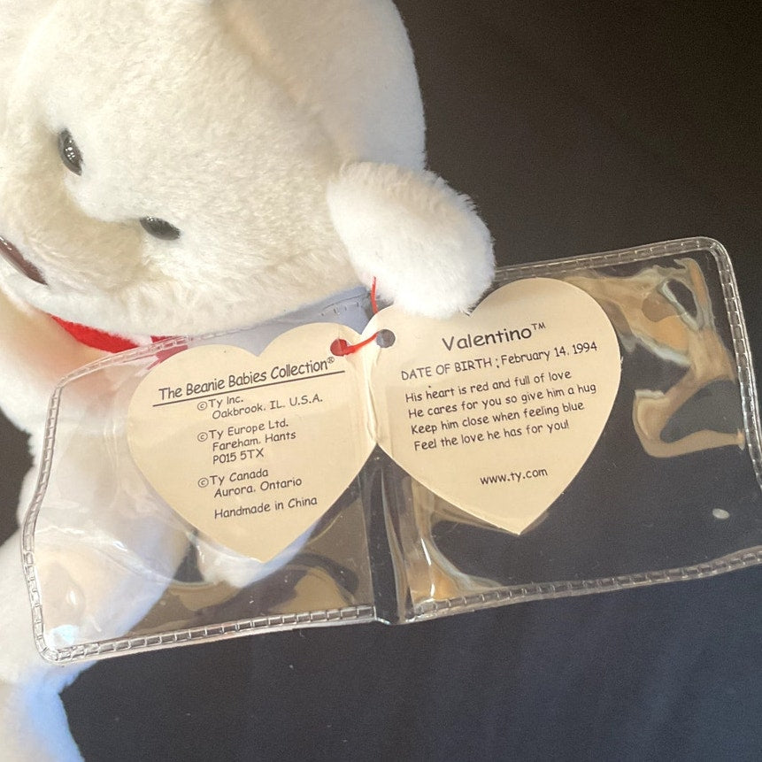 (Rare) Vintage TY Beanie Baby - "Valentino," 1994, w/ Error