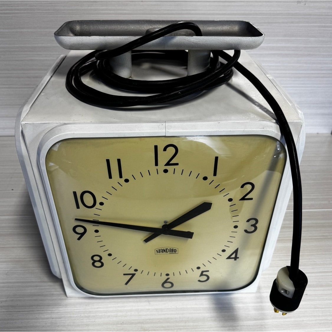 Rare Vintage 4-Sided Cubed Wall Clock – 4x 12" Hardwired Clocks + Extra, 14" Box
