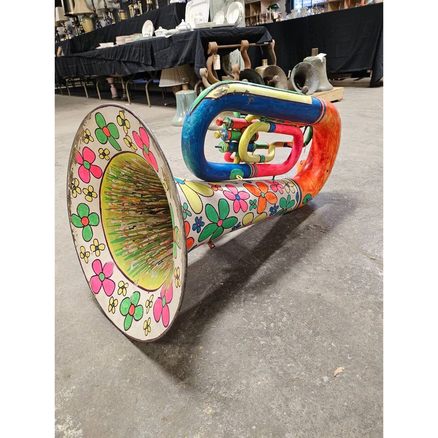 Unique Vintage Hand-Painted Shriners Floral Tuba