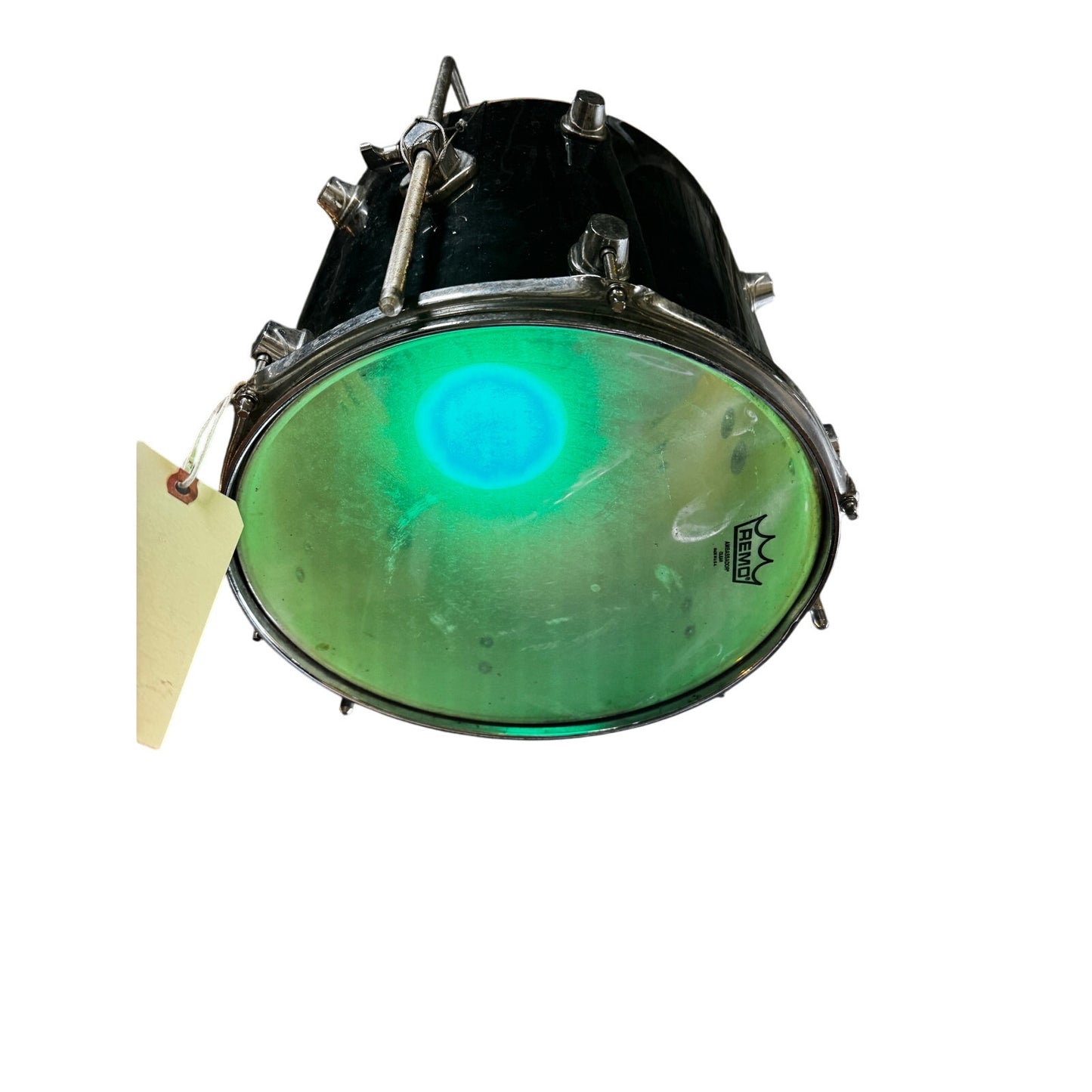 Upcycled Drum Hanging Light β Black Percussion Fixture w/ Smart Bulb, 15"x12"