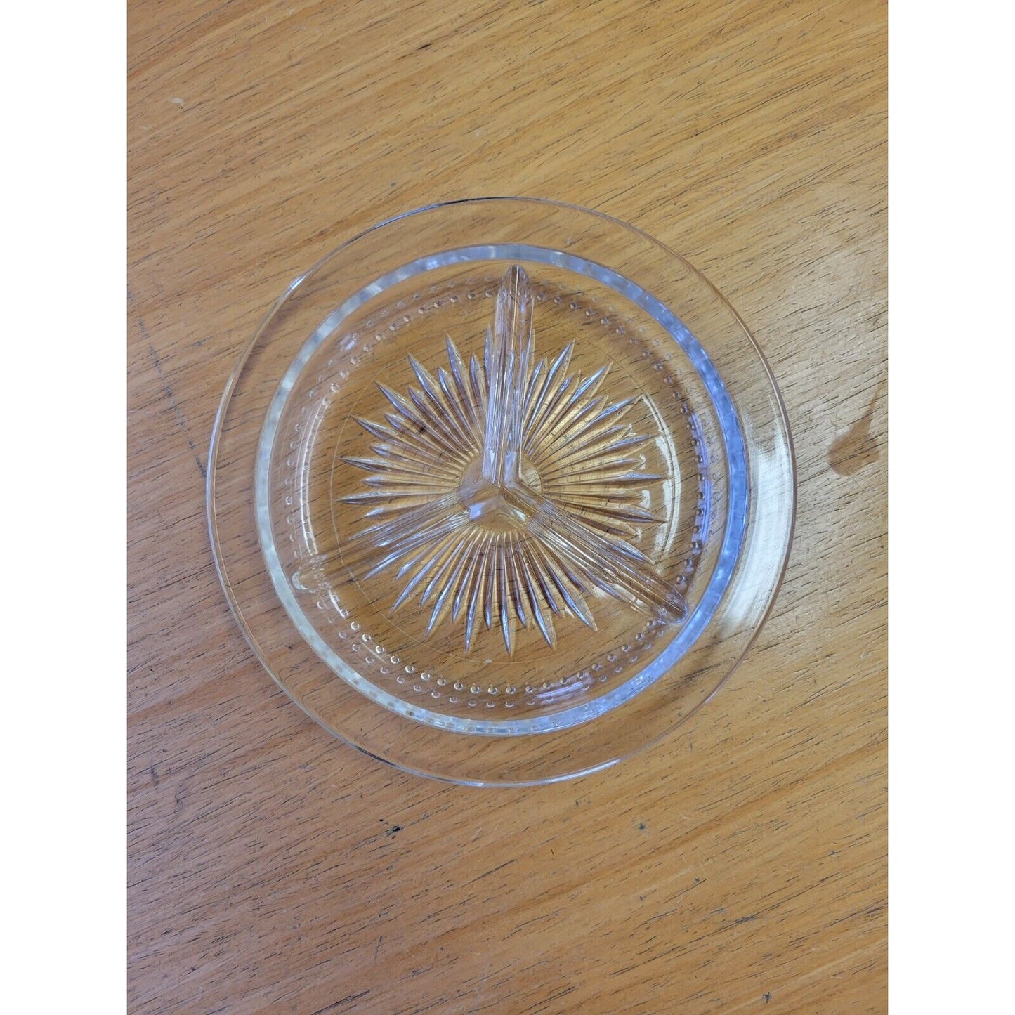 Vintage Clear Glass Three Compartment Relish Dish