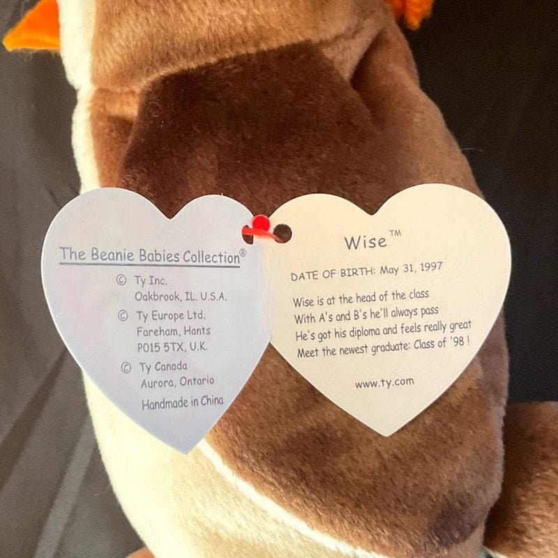 Vintage TY Beanie Baby - "Wise," 1997