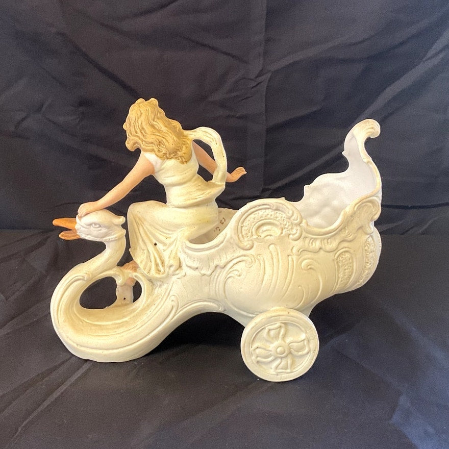 Vintage Lady on a Swan Planter