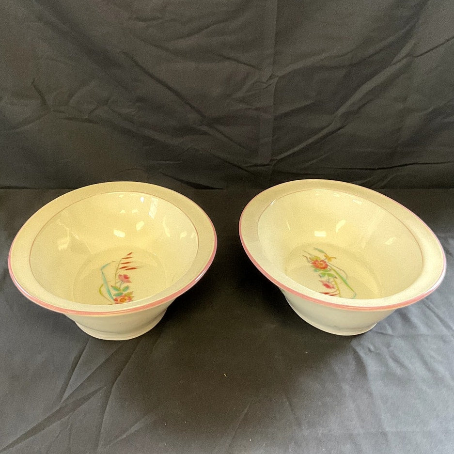 Antique Haviland Limoges Rose Pattern w/ Pink Accents Serving Bowls - Pair