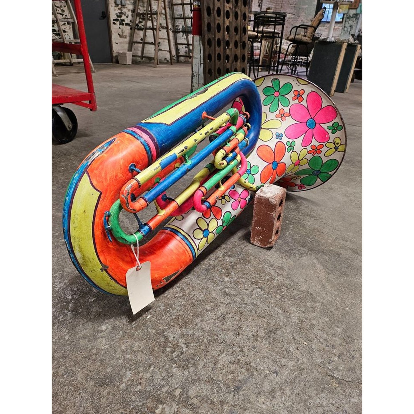 Unique Vintage Hand-Painted Shriners Floral Tuba