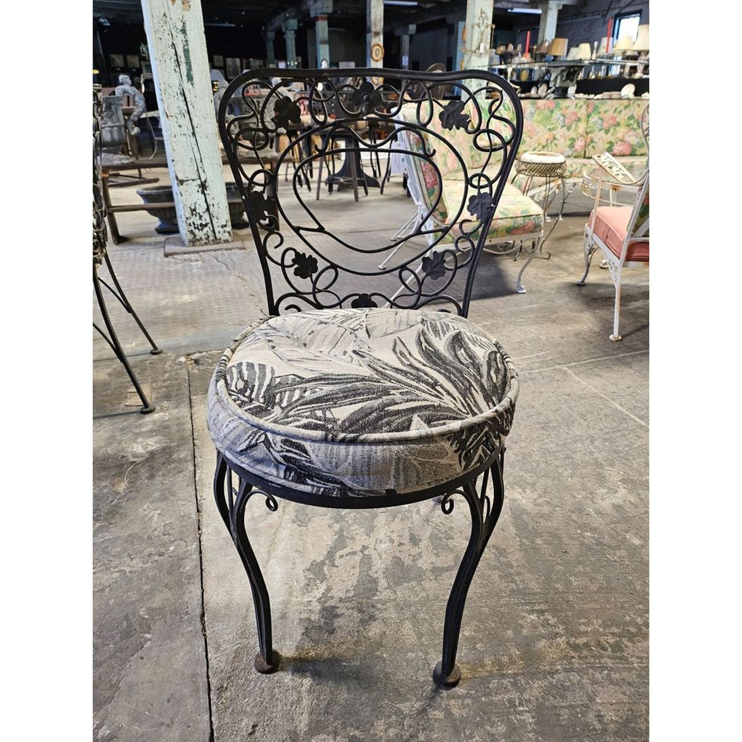 Vintage Wrought Iron Outdoor Table and Chair Set