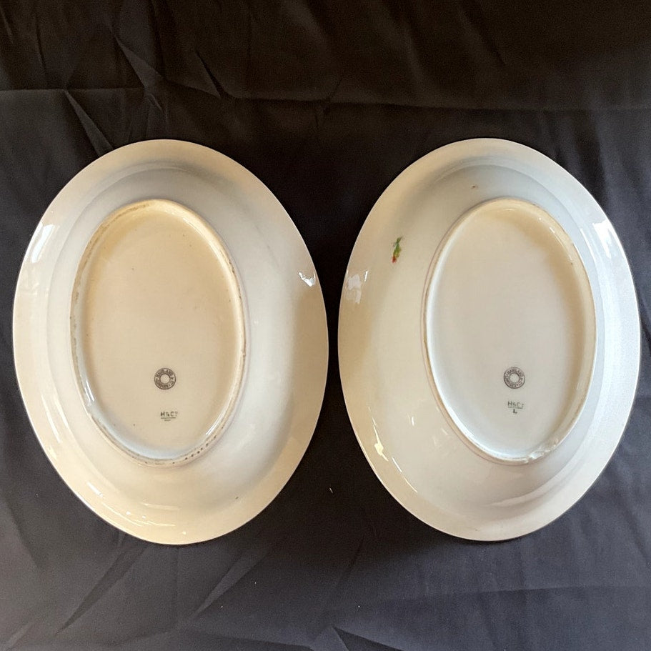 Antique Haviland Limoges Rose Pattern w/ Pink Accents Serving Bowls - Pair