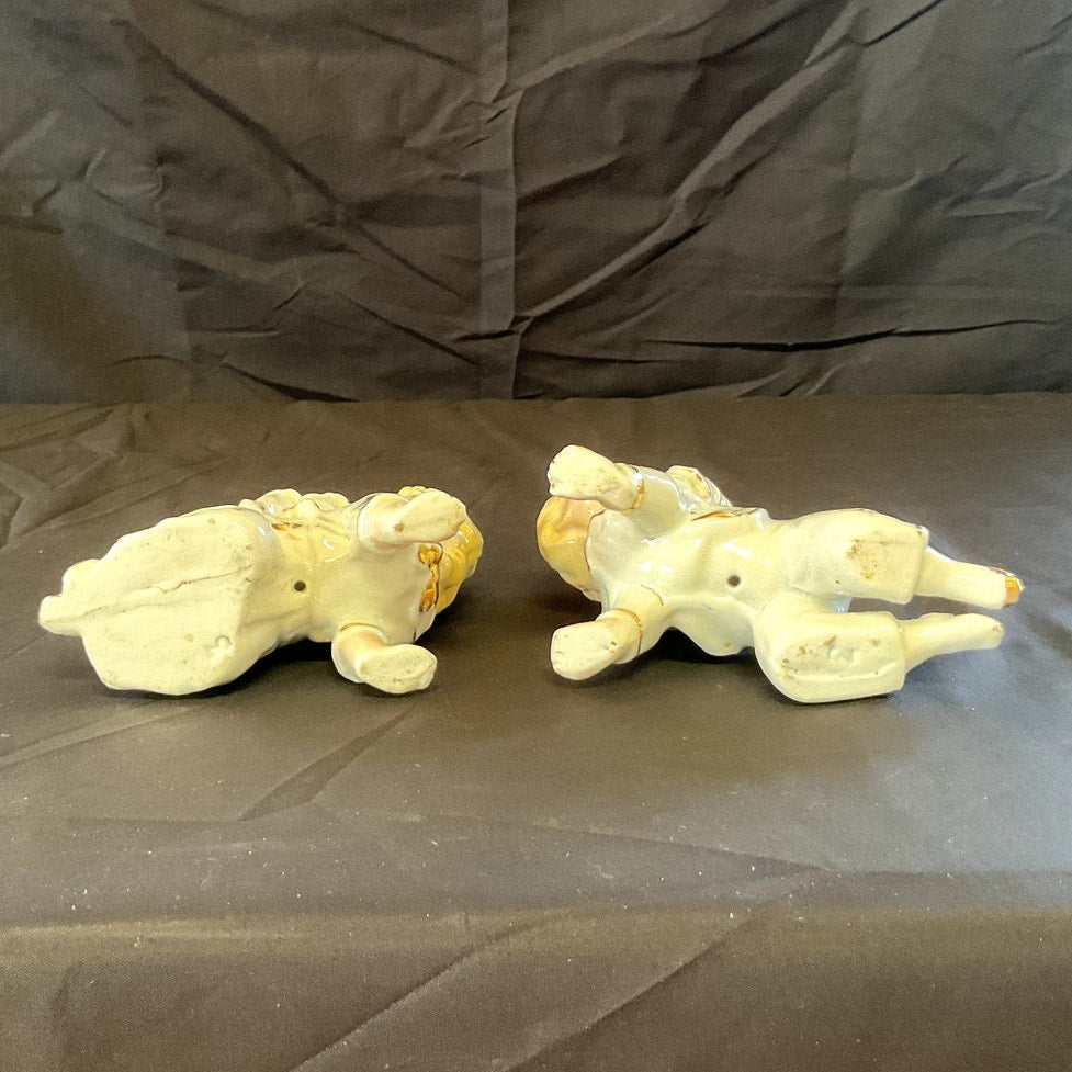 Antique German Gebruder Heubach Hand painted "Piano Babies" Figurines - Pair