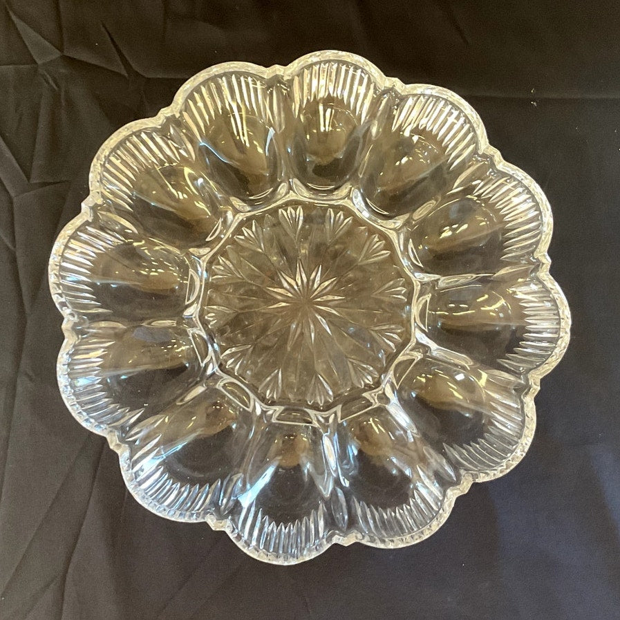 Vintage Glass Deviled Egg Serving Dish