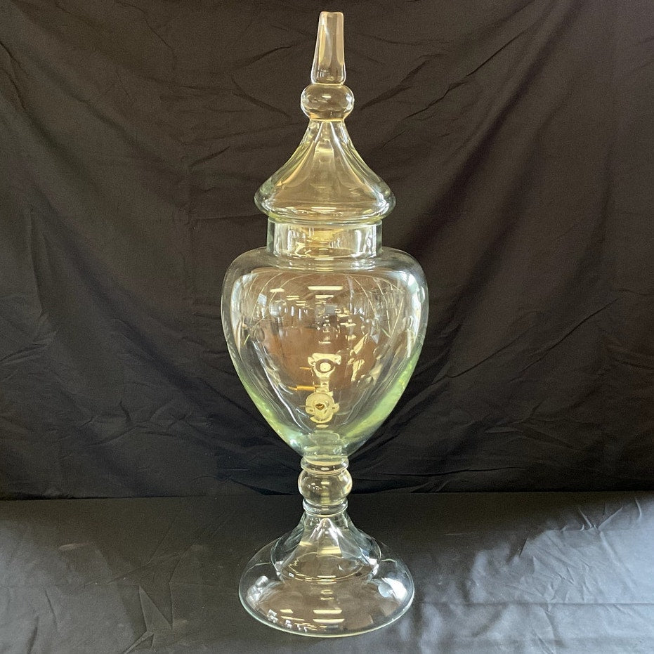 Cut Glass Apothecary Jar Dispenser w/ Brass Spigot