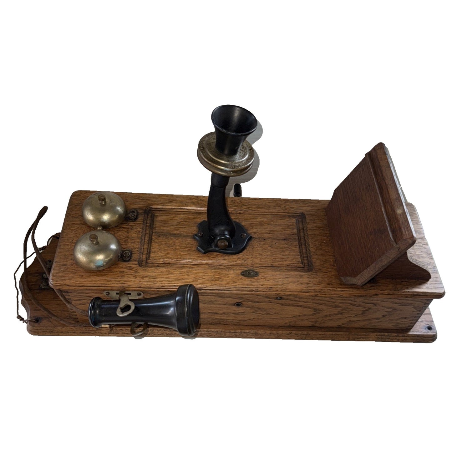 Antique 1906 Oak American Electric Wall Telephone 5 Magnet Crank Works