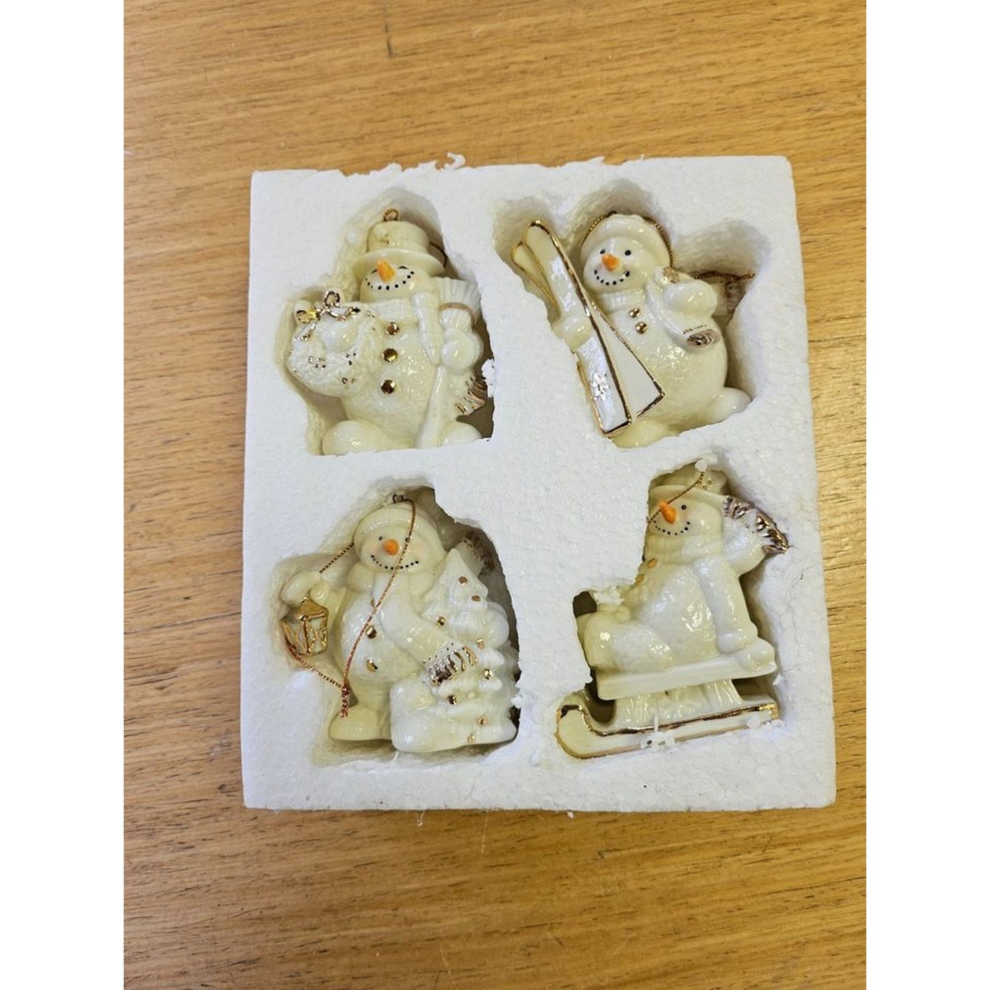 Jade Porcelain Snowman Ornaments Set of Four