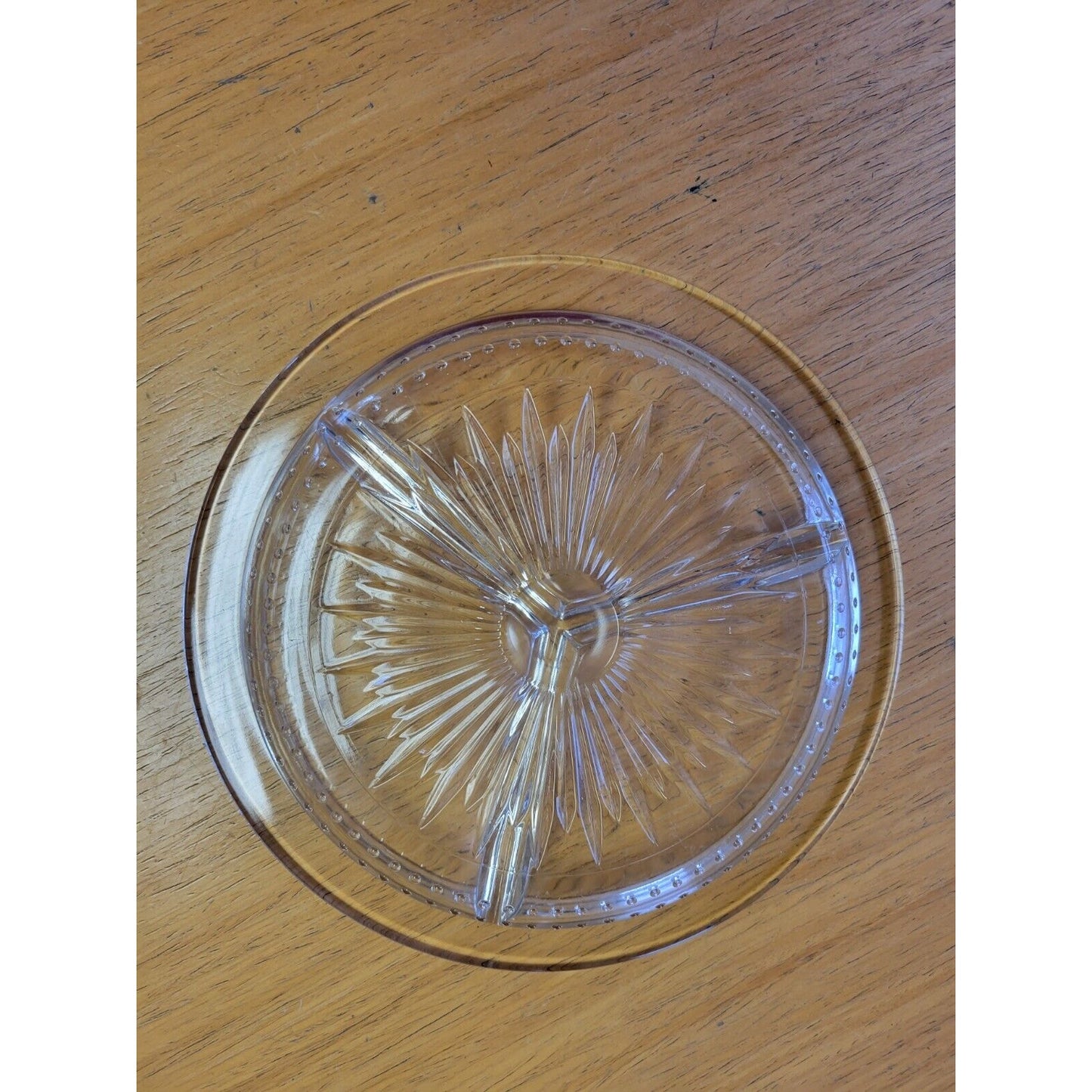 Vintage Clear Glass Three Compartment Relish Dish