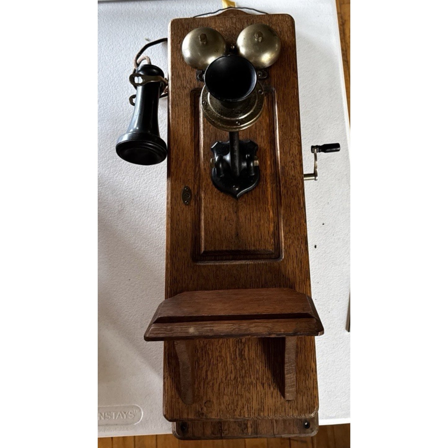 Antique 1906 Oak American Electric Wall Telephone 5 Magnet Crank Works