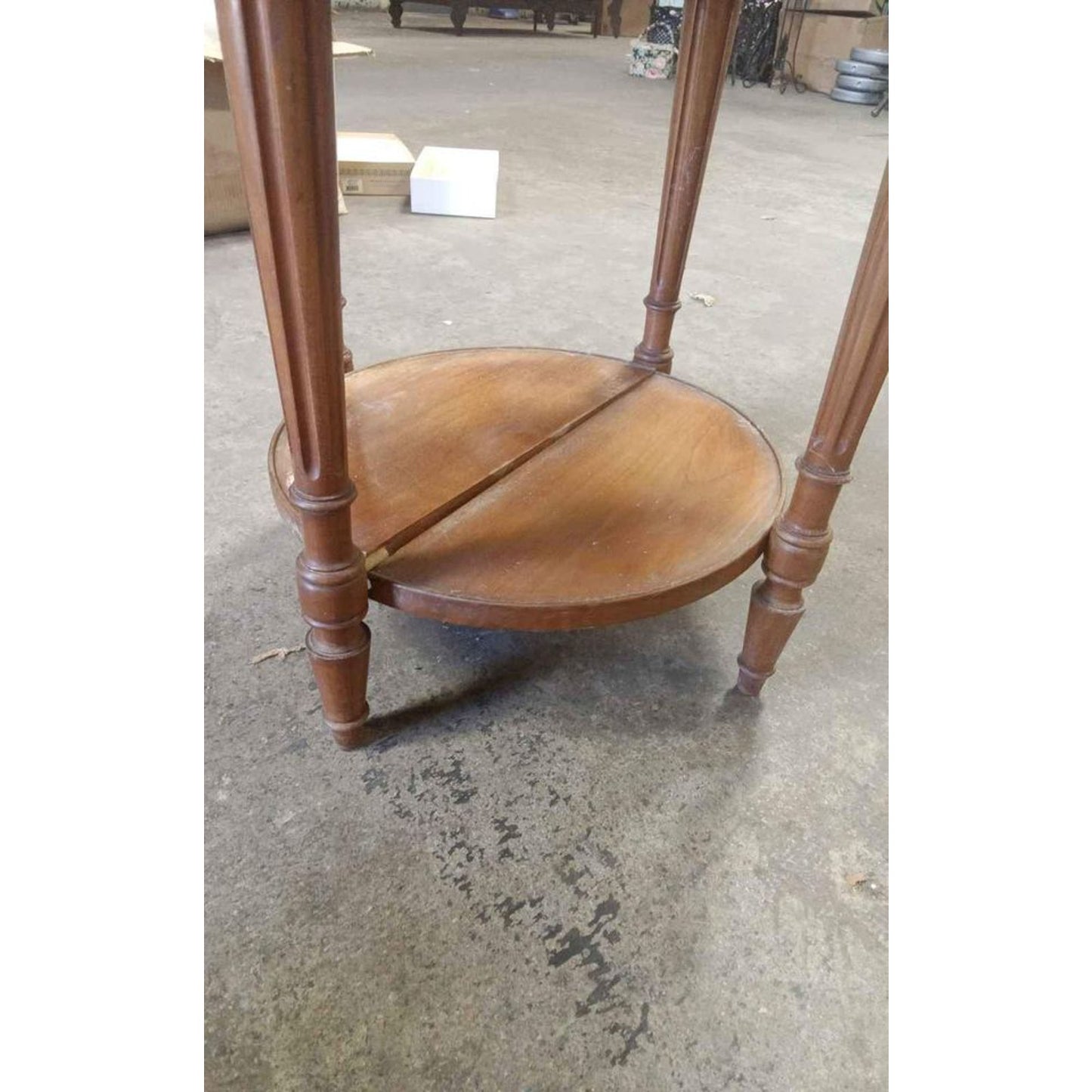 Vintage French-Style Faux Marble Top Mahogany Side Table